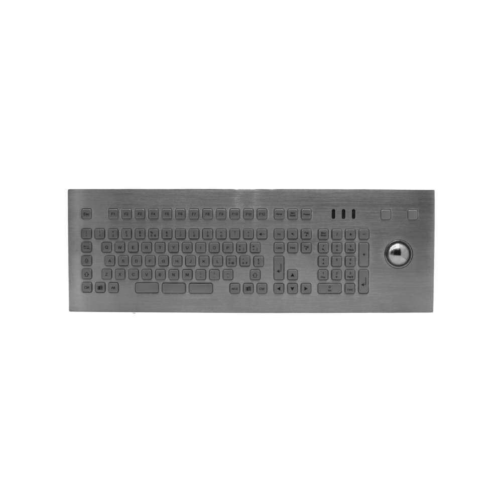 tastiera industriale in acciaio INOX estesa con trackball