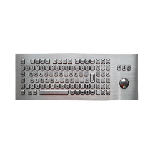 Tastiera industriale in acciaio inox IP65 a 100 tasti con trackball meccanico e tastierino numerico